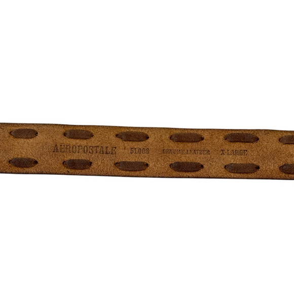 Aeropostale Mens Brown Distressed Leather Belt X Pattern Sz XL 44"x1.5" Wide - Picture 7 of 7